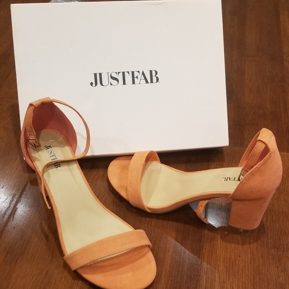 Coral Block Heel Ankle Strap Sandal